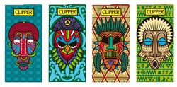 Clipper 4 Twenty Collections- Kingsize Rolling Papers & Tips, African Mask Design